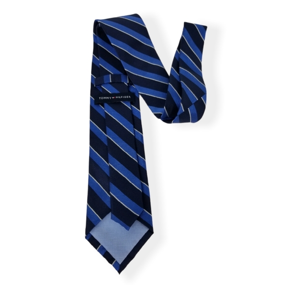 Tommy Hilfiger Blue Striped Silk Tie - Picture 13 of 16